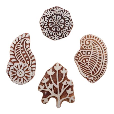 Set of 4 Piece New Mix Wooden Printing Block